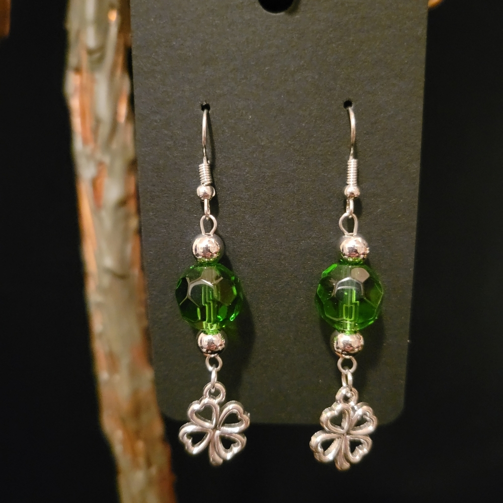 2/$20 St. Patrick's Day Beaded Dangle Earrings